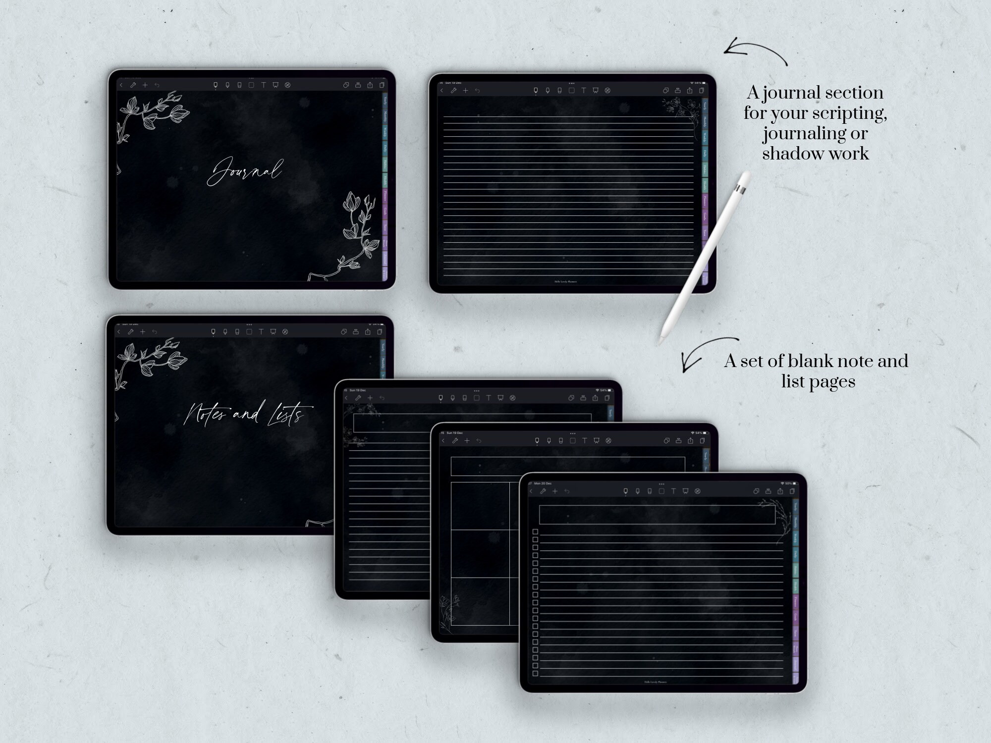 Digital Witchy Planner Dark Mode Yearly Undated Planner | Etsy
