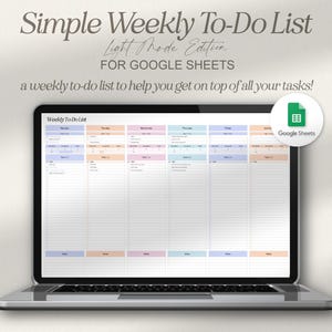 Google Sheets Weekly To-Do List, Daily Task Tracker, To Do List Spreadsheet, Productivity Planner, Task Management, Google Spreadsheet