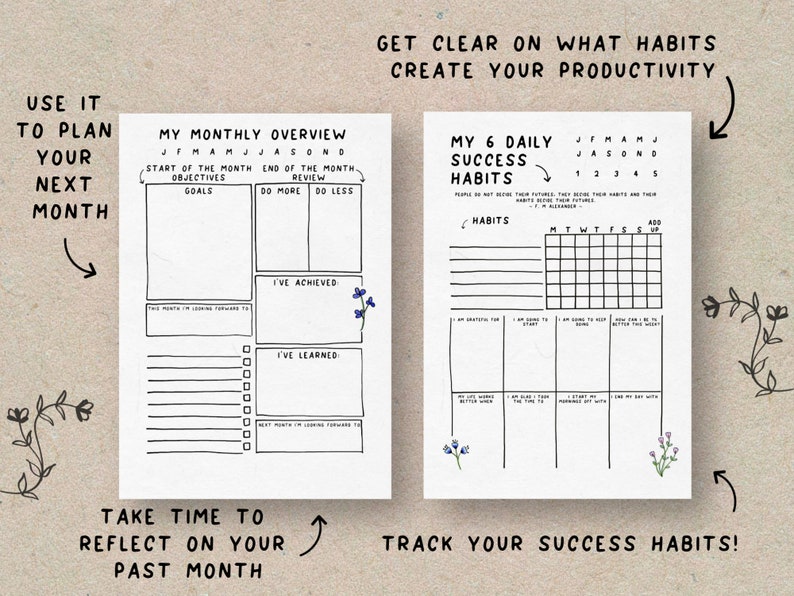 Printable Productivity Planner, Daily Weekly Monthly Organizer ...