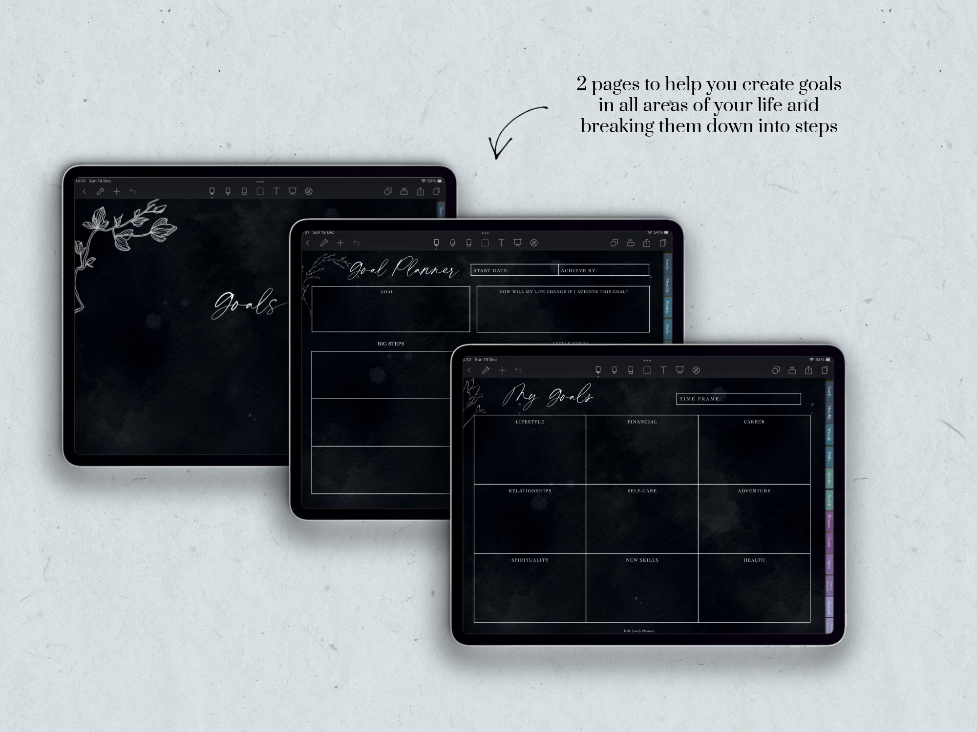 Digital Witchy Planner Dark Mode Yearly Undated Planner | Etsy
