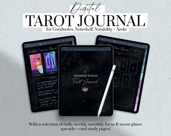 Digital Tarot Journal, Witchy Planner, Modern Witch Journal Digital, Dark Mode Journal, Moon Tarot, Goodnotes, iPad Planner, Mystic Journal