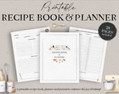 Recipe Book Printable, Recipe Planner Printable, Baking Organizer, Cooking Planner Printable, Recipe Cards, Recipe Journal