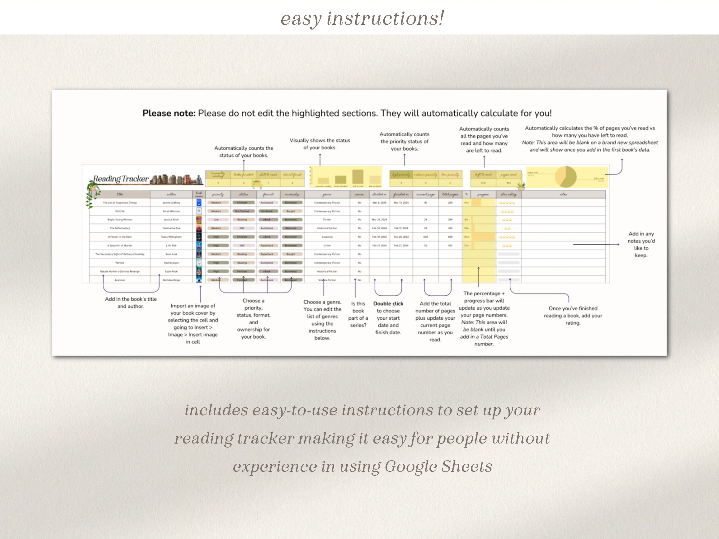 Reading Plan Spreadsheet Example Google Sheets Reading Tracker, Reading Journal Spreadsheet, Reading ...
