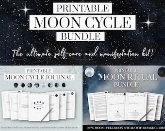 May include: Printable Moon Cycle Bundle: The ultimate self-care and manifestation kit! Includes a Moon Cycle Journal and a Moon Ritual Bundle with New Moon and Full Moon rituals.