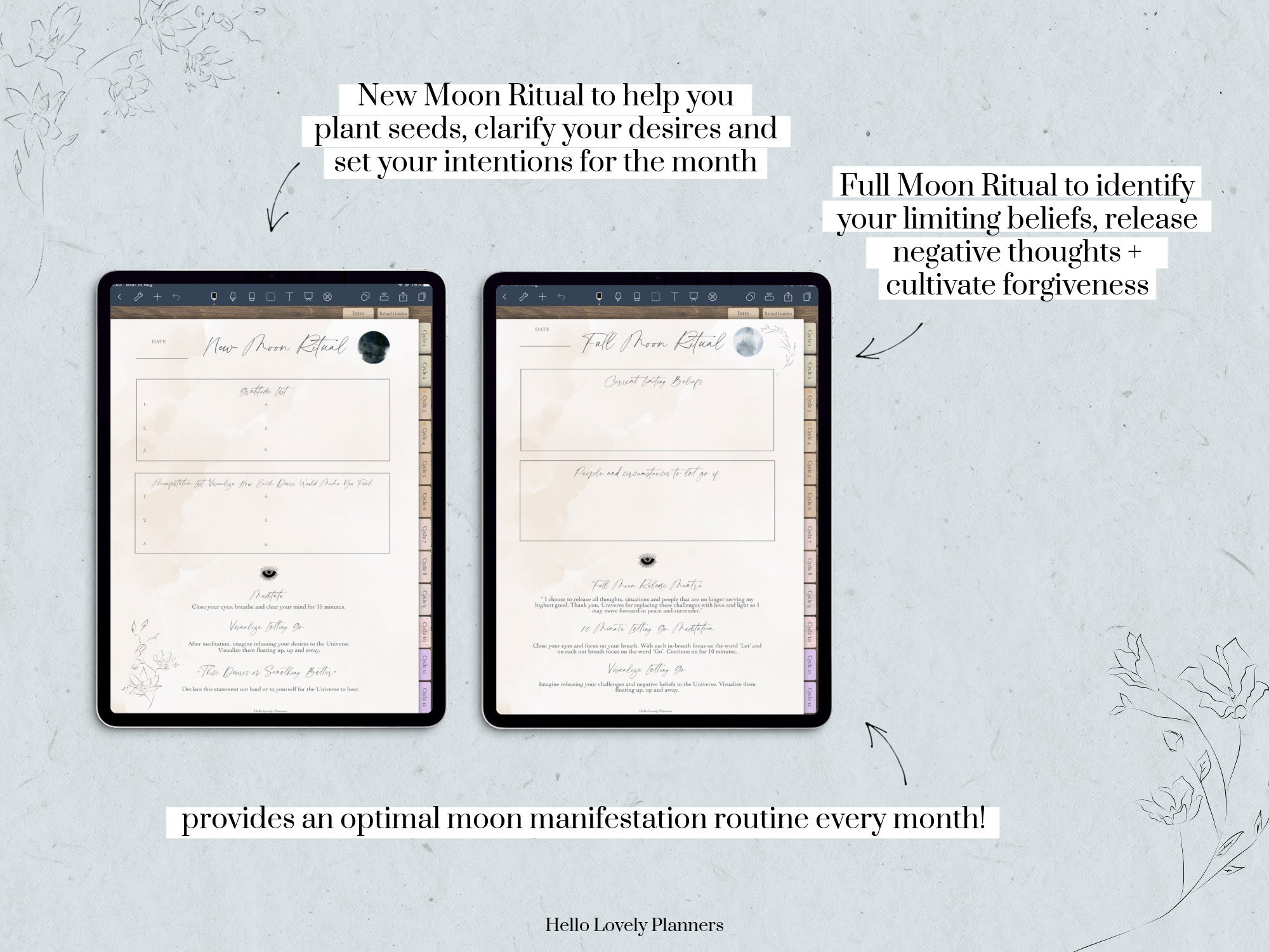 Digital Moon Cycle & Moon Ritual Journal, Vertical, New and Full Moon ...