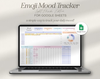 Google Sheets Mood Tracker, Emoji Mood Tracker, Mood Tracker Spreadsheet, Self Care Tracker, Health Tracker, Anxiety Tracker, Mood in Emojis