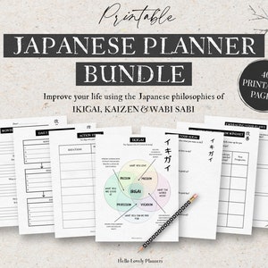 The Printable Japanese Planner Bundle, Ikigai Planner, Kaizen Planner, Wabi-Sabi Planner, Life Planning, Goal Setting, Life Purpose Planner