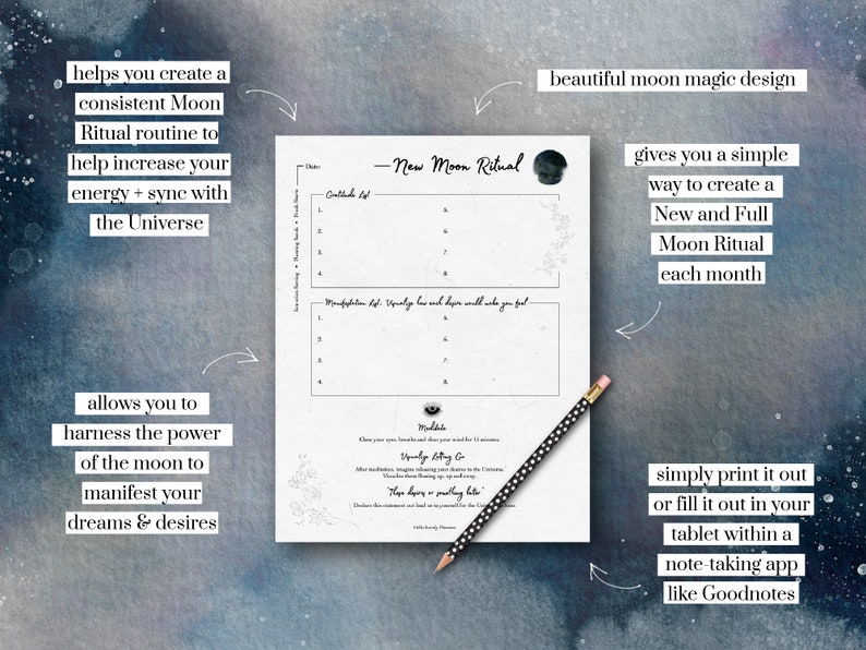 New Moon Ritual Fillable Form Printable New Moon & Full Moon Rituals, Moon Manifesting, Law of ...