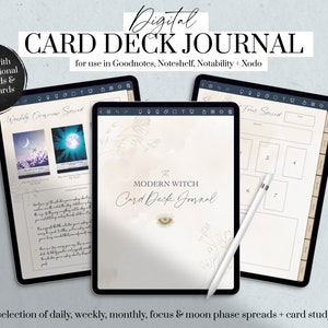 Diário de baralho de cartas Witchy Digital, Diário de cartas Oracle, Diário de tarô Digital, Agenda Witchy, Diário de modo escuro, Goodnotes, Agenda para iPad