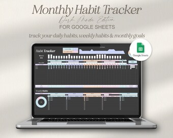 Rastreador de hábitos de Google Sheets, Rastreador de hábitos semanales, Rastreador de hábitos de objetivos mensuales para Google Sheets, Hoja de cálculo simple de Google Sheets