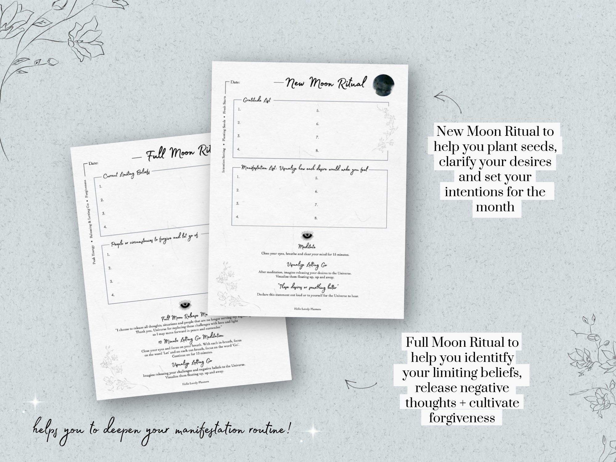 Printable Moon Cycle Bundle Moon Cycle Journal &amp; Moon - Etsy UK