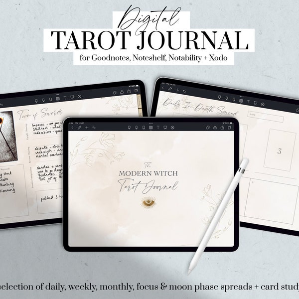 Digital Tarot Journal, Witchy Planner, Modern Witch Journal Digital, Moon Tarot, Goodnotes, iPad Planner, Mystic Journal, Oracle Journal