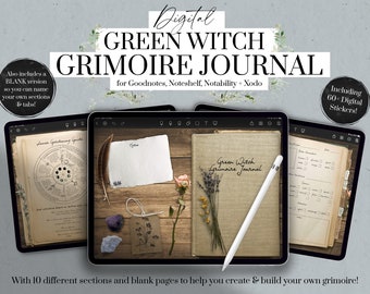 Grimoire Journal Digital, Green Witch Grimoire Goodnotes, Book of Shadows, Spell Book, Spell Kit, Witchcraft Journal, Tarot Journal Digital