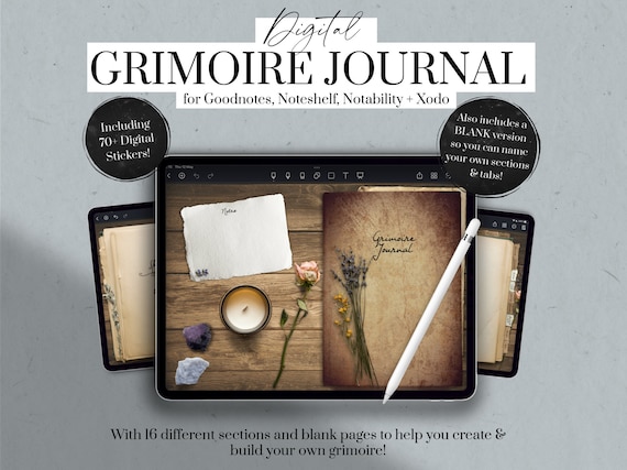 Grimoire Journal Digital, Witch Planner, Tarot Journal, Wiccan Journal, Spell Book, Spell Kit, Witchcraft Kit, Goodnotes, Book of Shadows