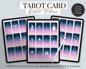 Tarot Cards Digital Stickers, Tarot Journal Stickers, Tarot Card Goodnotes, Witchy Planner Stickers, Witch Tarot Cards, Tarot Cards Deck