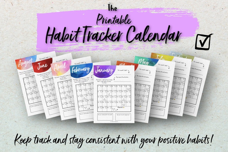 Printable Habit Tracker Calendar Positivity Printables Etsy