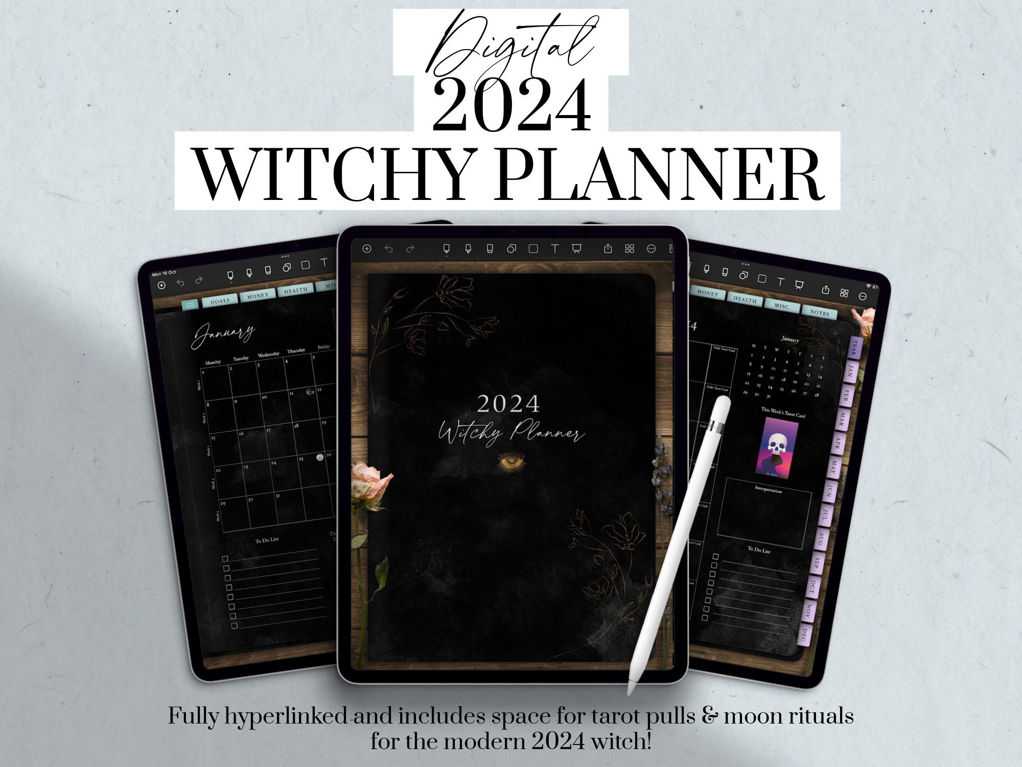 Digital Tarot Journal, Witchy Planner, Modern Witch Journal