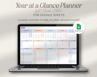 Planner annuale di Google Fogli, calendario annuale di Google Fogli, foglio di calcolo del calendario annuale semplice, calendario di panoramica annuale 2026