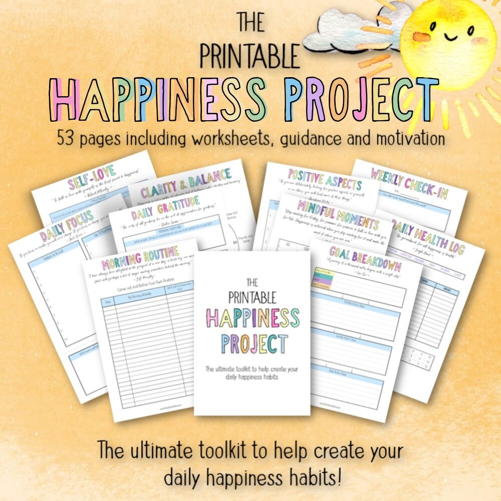 The Printable Happiness Project digital download happiness Etsy