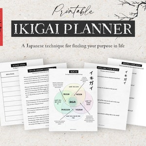 The Printable Ikigai Planner, Find Your Life Purpose, Passion Planner, Goal Setting, Career Planner, Japanese Planner