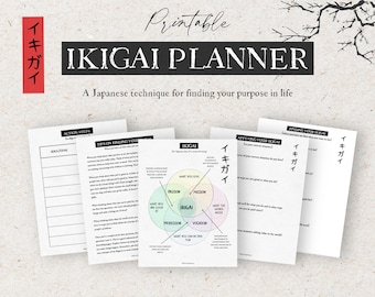 Planer Ikigai do druku, Znajdź cel w życiu, Planer pasji, Wyznaczanie celów, Planer kariery, Planer japoński