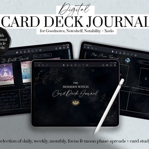 Witchy Card Deck Journal Digital, Orakel Card Journal, Tarot Journal Digital, Witchy Planer, Dark Mode Tarot Goodnotes, iPad Planer