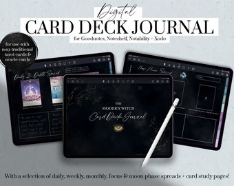 Witchy Card Deck Journal Digital, Oracle Card Journal, Tarot Journal Digital, Witchy Planner, Dark Mode Tarot Goodnotes, iPad Planner