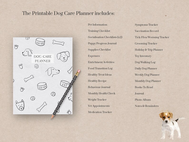 Dog Care Planner Printable Pet Organizer Puppy Planner Dog | Etsy