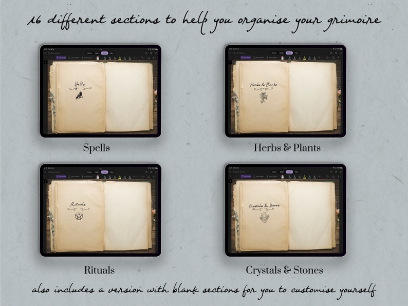 OneNote Planner, Digital Grimoire Journal, Witch Planner, Tarot Journal, Spell Book, Spell Kit, Witchcraft Kit, Book of Shadows OneNote image 3