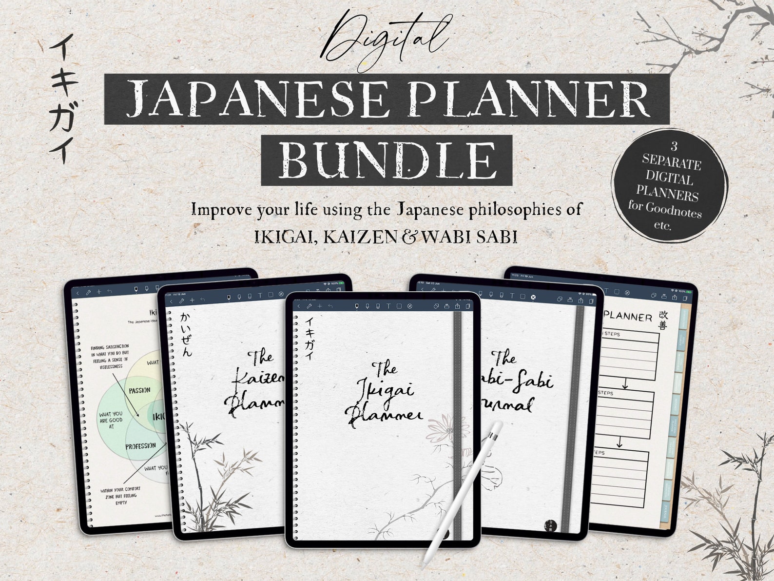 The Digital Japanese Planner Bundle Ikigai Planner Kaizen Etsy