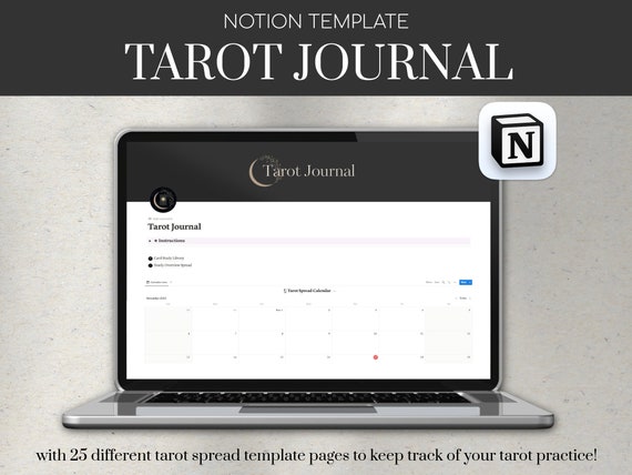 Notion Template Tarot Journal, Notion Planner, Witchy Planner, Tarot Card Spreads, Daily Tarot Practice