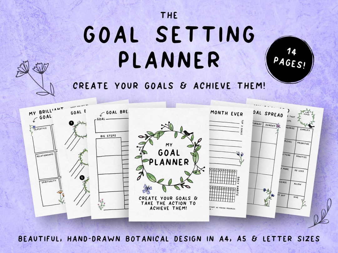 Printable Goal Setting Planner, Goal Organizer, Monthly Goals Planner ...