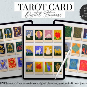 Tarot Cards Digital Stickers, Tarot Journal Stickers, Tarot Card Goodnotes, Witchy Planner Stickers, Witch Tarot Cards, Tarot Deck