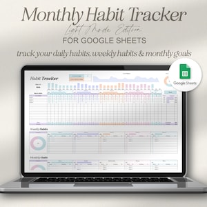 Google Sheets Habit Tracker, Weekly Habit Tracker, Monthly Goal Habit Tracker for Google Sheets, Simple Google Sheets Spreadsheet
