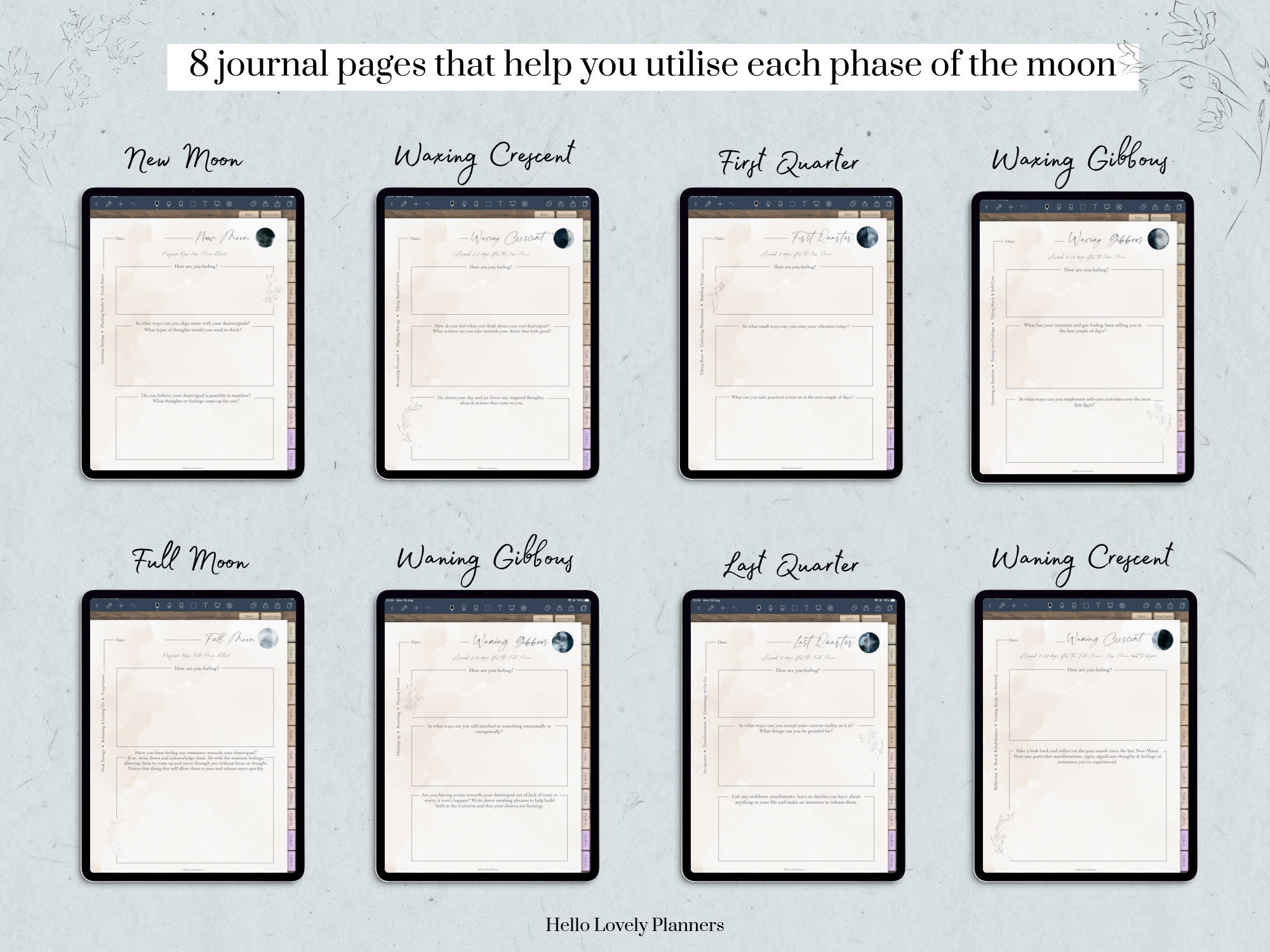 Digital Moon Cycle & Moon Ritual Journal, Vertical, New and Full Moon ...