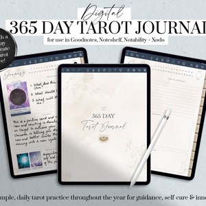 Diario digitale dei tarocchi di 365 giorni, tarocchi digitali, diario giornaliero dei tarocchi, pianificatore di streghe, diario digitale delle streghe moderne, Goodnotes, pianificatore per iPad