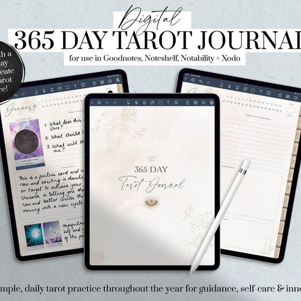 Digital 365 Day Tarot Journal, Digital Tarot, Daily Tarot Journal, Witchy Planner, Modern Witch Journal Digital, Goodnotes, iPad Planner