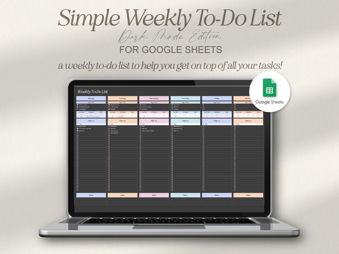 Google Sheets Weekly To-do List, Daily Task Tracker, to Do List ...