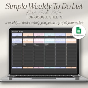 Google Sheets Weekly To-Do List, Daily Task Tracker, To Do List Spreadsheet, Productivity Planner, Task Management, Google Spreadsheet
