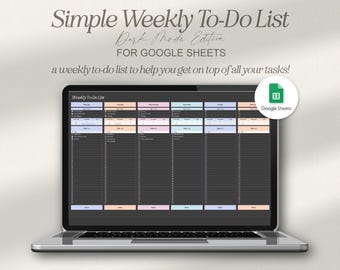 Google Sheets Weekly To-Do List, Daily Task Tracker, To Do List Spreadsheet, Productivity Planner, Task Management, Google Spreadsheet