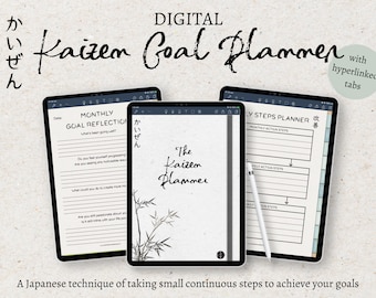 Digital Kaizen Goal Planner, Goal Setting, Japanese Technique Planner, Goal Progress Planner