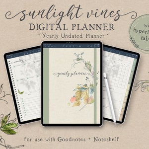 Digital Yearly Planner, Undated Planner, Daily, Weekly, Monthly Planner, Organizer, Goodnotes, Noteshelf, Notability, iPad Planner