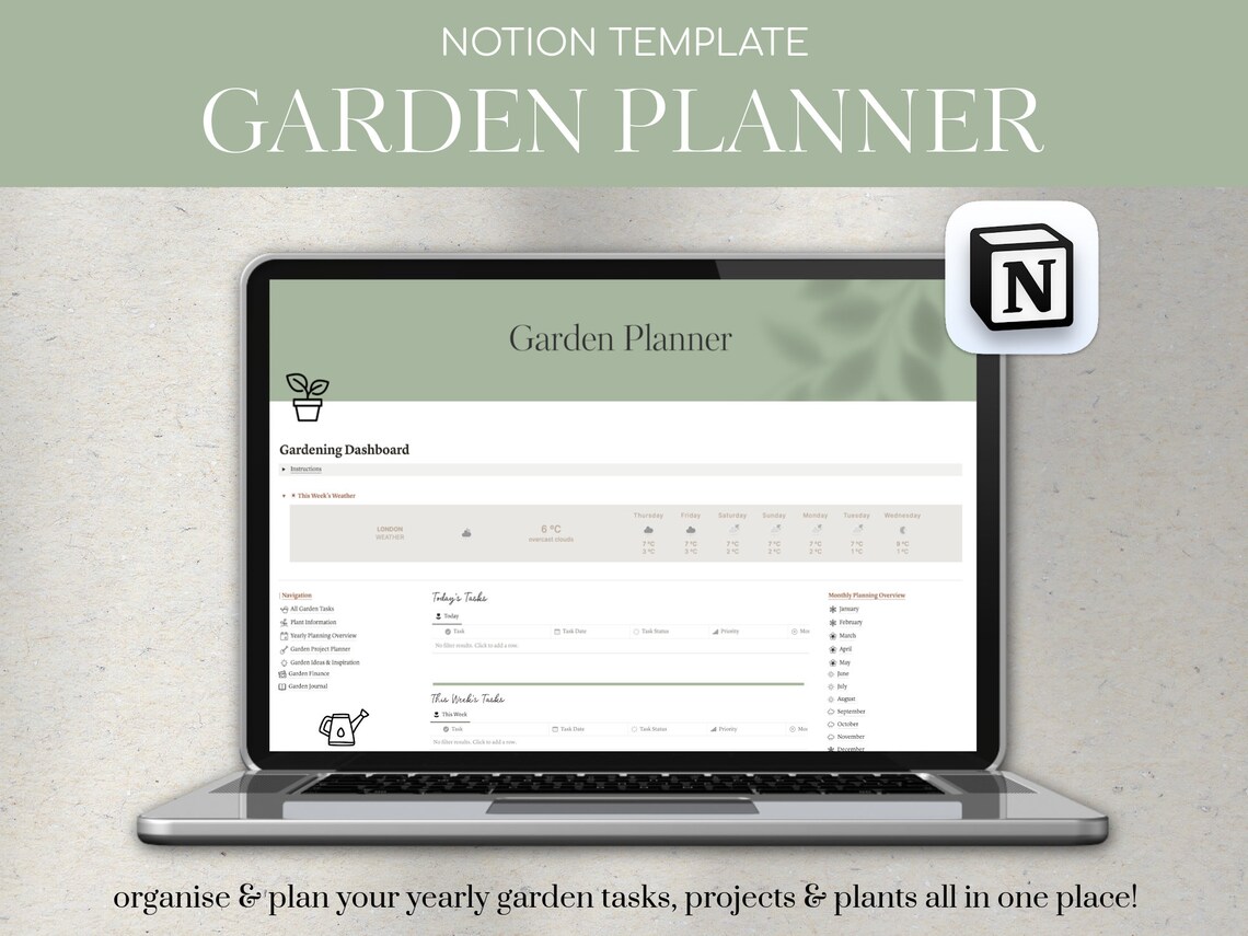 Notion Template Garden Planner Plant Care Planner Notion Etsy UK