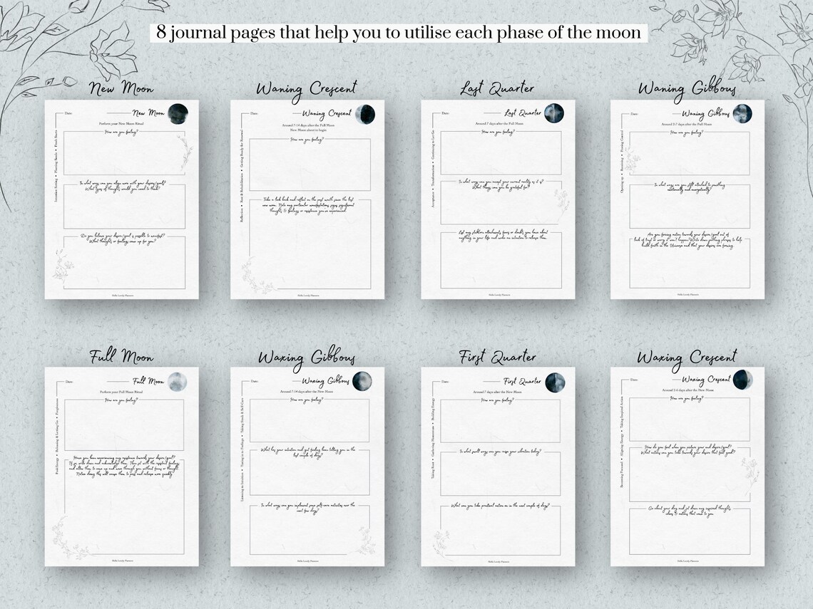 Printable Moon Cycle Bundle Moon Cycle Journal &amp; Moon - Etsy UK