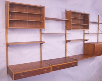 Vintage Danish PS System teak modular shelving units & cabinets by Preben Sorensen 1960s