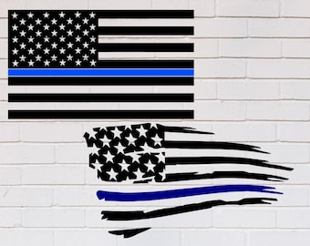 Download Thin blue line flag svg | Etsy