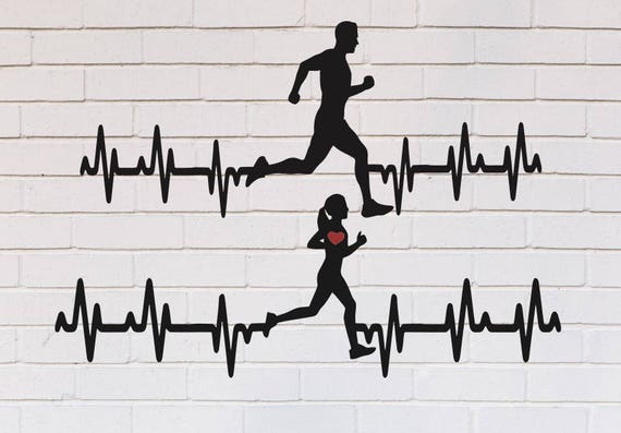 Download Heartbeat Woman And Man Runner Svg Files Svg For Cricut Etsy