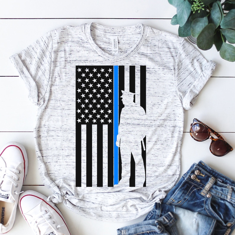 Thin blue line flag svg, Police wife svg, Law enforcement svg, Back the blue svg, Blue lives matter svg, SVG, DXF, eps, png, pdf image 1