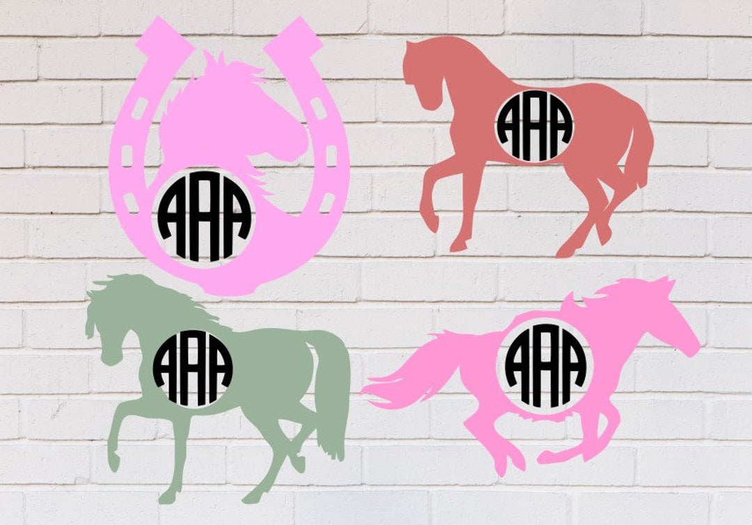 Mustang Svg Horse Svg Horseshoe Avg Monogram Svg Cowgirl Etsy