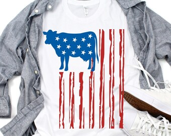 cow svg, heifer svg, farm animal svg, america flag svg, farm svg, farmer svg, Western svg, iron on, clipart, SVG, DXF, eps, png